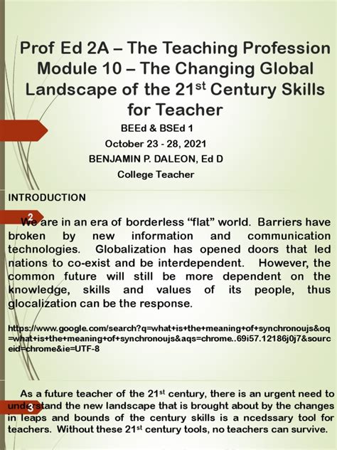 The Changing Global Landscape And The 21st Century Module 6 Pdf