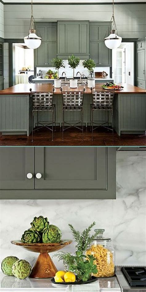 Cabinetry And Island Are Painted Sherwin Williams Pewter Green Sw6208