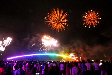 무료 이미지 불꽃 색깔 다리 빛 사람들 제전 Penghu 대만 행사 군중 신년의 날 하늘 축제 휴일
