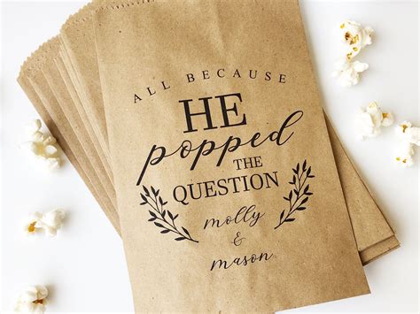 He Popped The Question Popcorn Bags Wedding Favor Bag Etsy