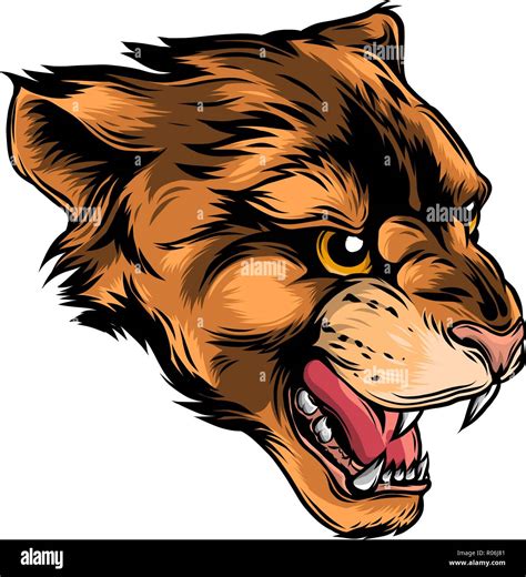 Cougar Panther Mascot Head Vector Graphic Illustration Stock Vector