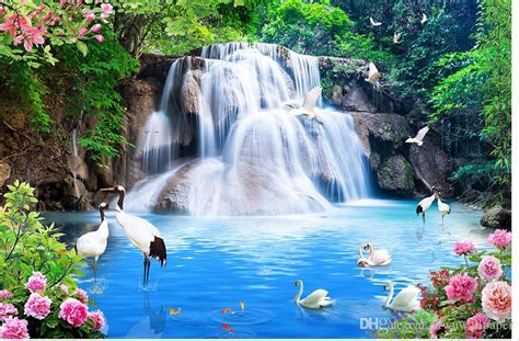 Waterfall Landscape Water Landscape 3d Tv Wall Mural 3d Wallpaper 3d Wall Papers For Tv Backdrop