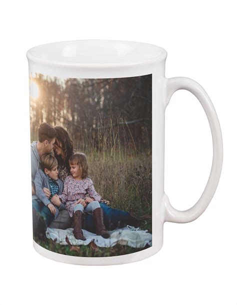 The sleek design is easy to handle, and it's cool to the touch on the outside while keeping your drink warm. Large Custom Coffee Mugs | 18 Oz Personalized Photo Mug