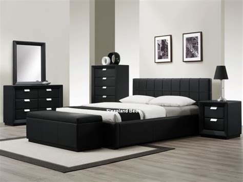 Browse our range of beds, wardrobes & dressing tables today. Rossi Luxury Matt Black Leather Bedroom Furniture - Buy ...