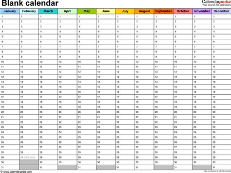 Blank Calendar 9 Free Printable Microsoft Word Templates Excel