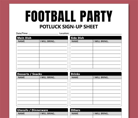 Potluck Sign Up Sheet Printable Printable Form Templates And Letter