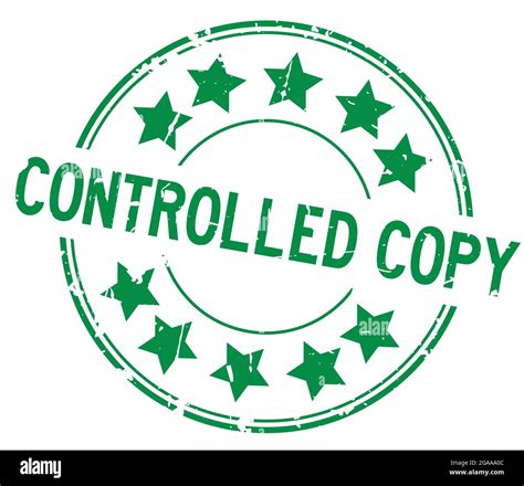 Grunge Green Controlled Copy Word With Star Icon Round Rubber Seal