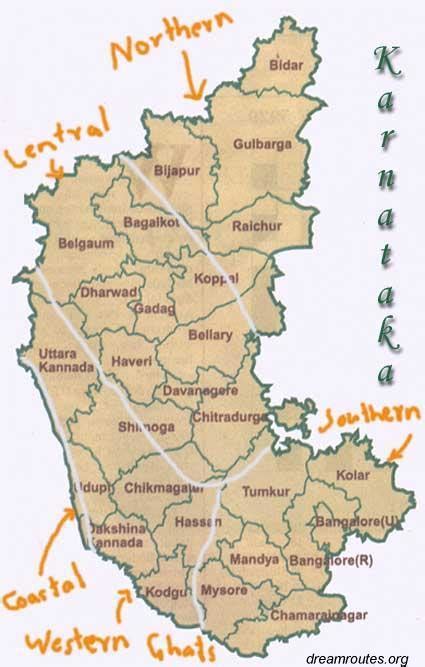 It was formed on 1 november 1956, with the passage of the states originally known as the state of mysore, it was renamed karnataka in 1973. Clickable Image map of Karnataka - dreamroutes.org