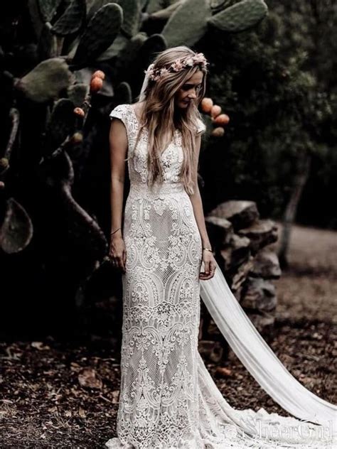 Boho Lace Wedding Gown Made To Order Bohemian Vintage Wedding Etsy