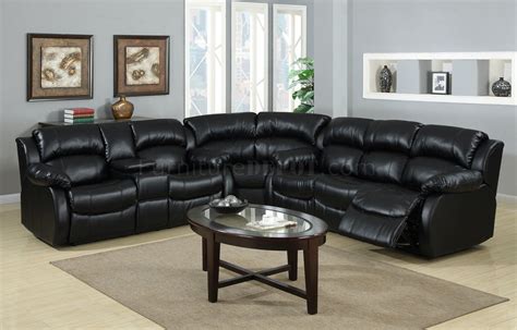 8000 Reclining Sectional Sofa In Black Bonded Leather