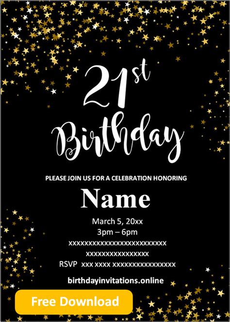 21st Birthday Invitations Free Printable
