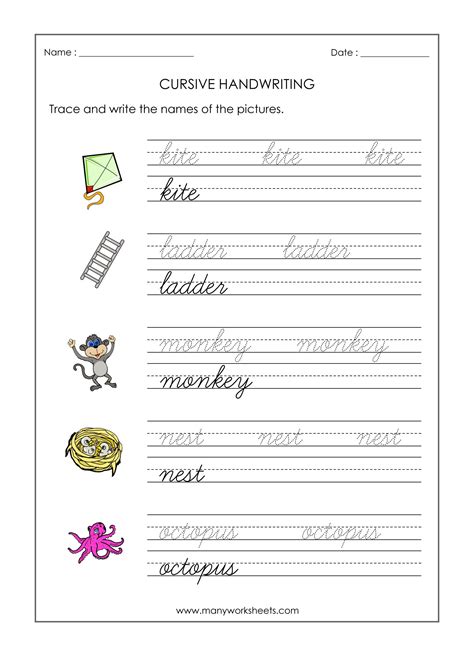 Free pdf printable cursive dotted writing practice worksheets to print online. Kindergarten Cursive Handwriting Worksheet 3
