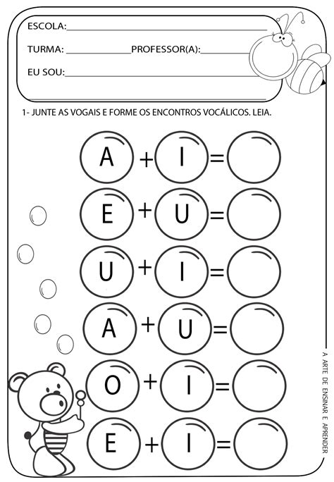 Atividade Pronta Encontros Vocálicos A Arte De Ensinar E Aprender