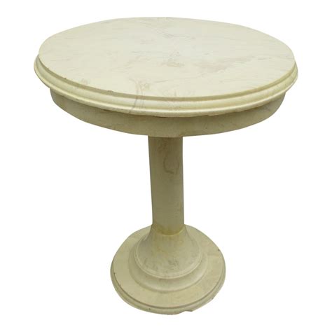 Heavy Faux Marble Pedestal Side Table Or Stool Chairish