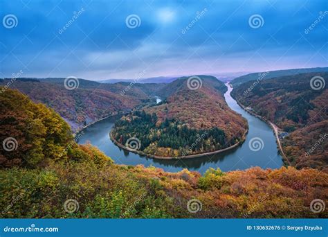 Saarschleife River Saar Loop In Mettlach Saarland Germany Stock Image