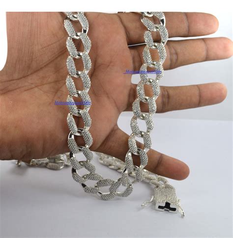 Cuban Link Chain Moissanite 3d Moissanite Chain 925 Sterling Etsy