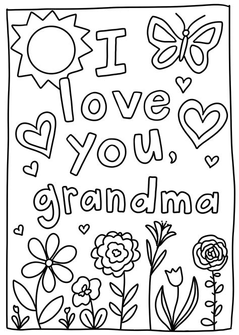I Love You Grandma Card Grandmother Card Coloring Card For Kids I