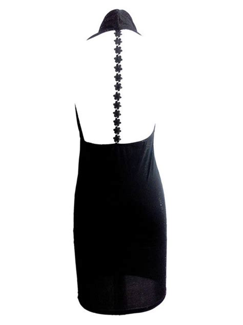 Sexy Club Dress Black Sleeveless Plunging Neck Backless Shaping Bodycon Dress