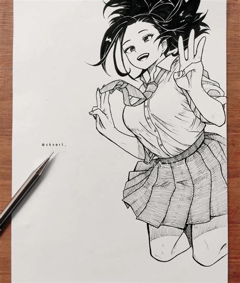 Momo Yaoyorozu From Mha Ref Horikoshi Senseis Sketch Ranimeart