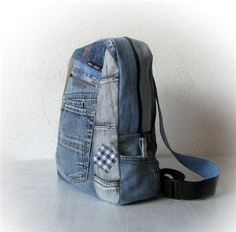 Recycled Denim Blue Backpack Hipster Unisex Jeans Back To Etsy