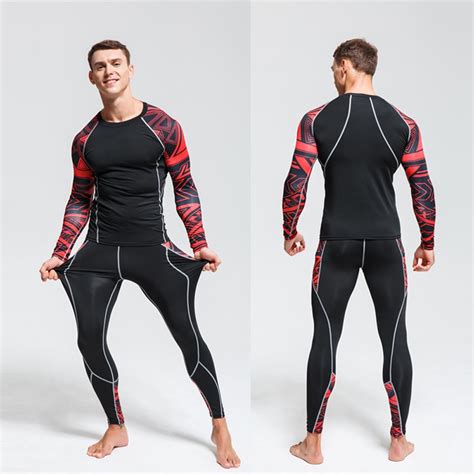 men s sports suit mma rashgard male quick drying sportswear compression clothing fitness