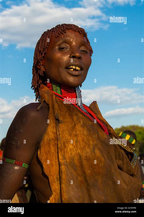 Hamer Tribe Woman Attending A Bull Jumping Ceremony Omo Valley Turmi