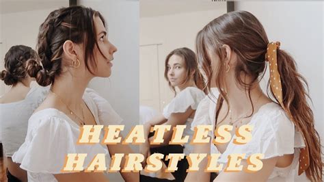 5 Easy Heatless Hairstyles For School And Work Youtube