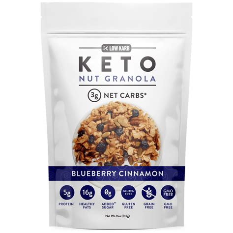 Low Karb Keto Granola Cereal Blueberry Cinnamon L Only 3g Net Carbs L