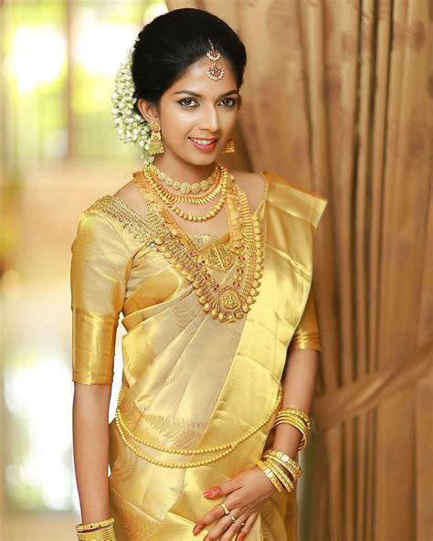 Golden Color Kerala Wedding Saree 12 Design Ideas Is Your Source For
