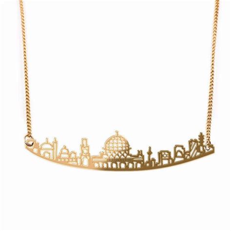 Gold Jerusalem Necklace Jerusalem Jewelry City Skyline Statement