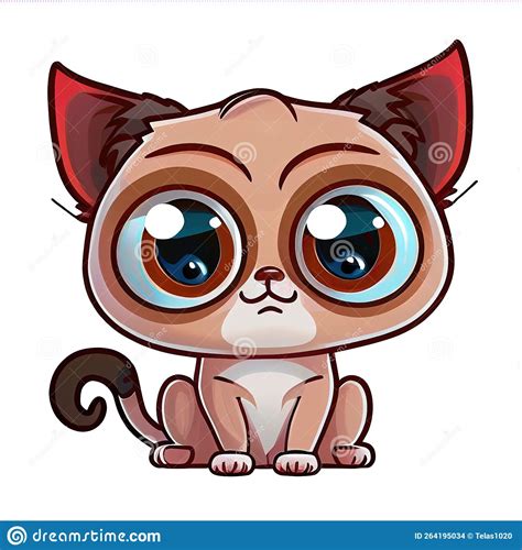 A Cartoon Cat With Big Eyes Sitting Down With A Sad Look On Its Face