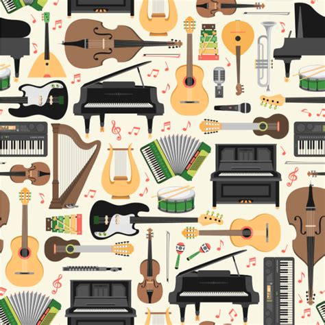 Download Different Musical Instrument Clip Art Pattern Wallpaper