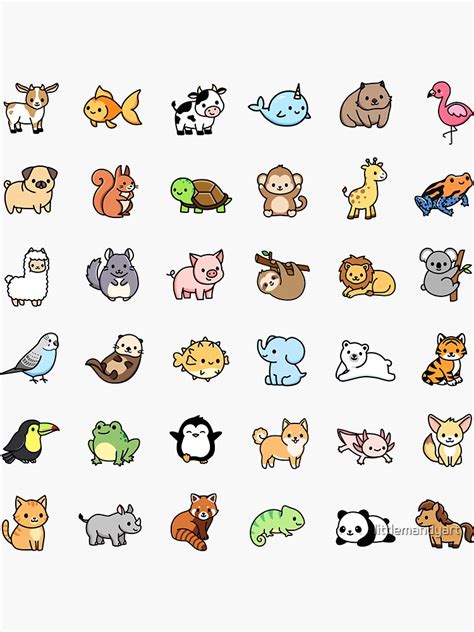 Choose Large Sticker Mega Cute Animals 1 Sticker By Littlemandyart