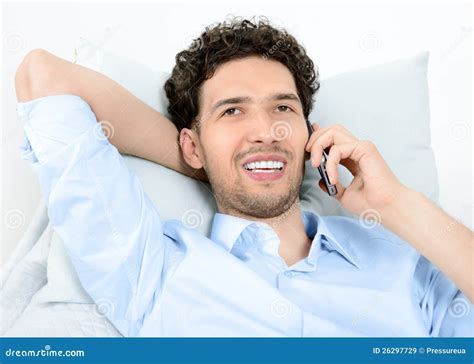 Man Talking On Mobile Phone Stock Image Image Of Holding Indoor 26297729