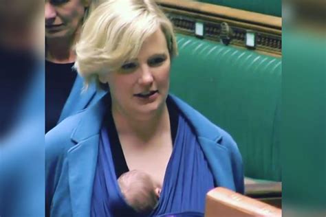 Moment Labour Mp Stella Creasy Is Sworn Into Parliament With Her Baby In A Sling London