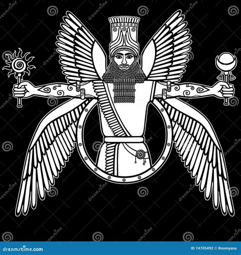 Ancient Assyrian Deity Cartoon Vector 69978853