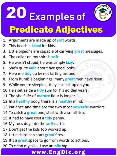 20 Examples Of Predicate Adjectives EngDic