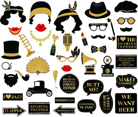 Buy 42pcs 1920s Photo Booth Props Roaring 20 S Party Photo Props 1920s Party Supplies For Luxury