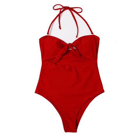 One Piece Swimwear Women One Piece Solid Color Sling Hollow Printed Sexy Slim Swimsuit Biquinis