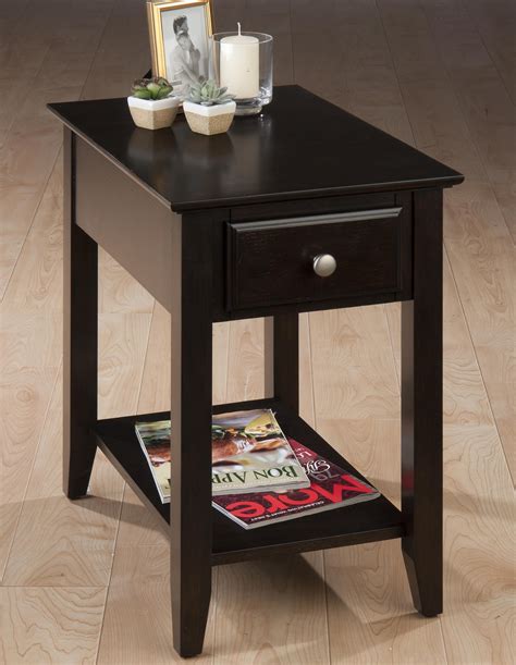 Espresso Chairside End Table With Drawer Shelf 11013600100200 By Jofran