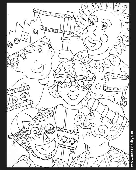 Purim Coloring Page Ann D Koffsky