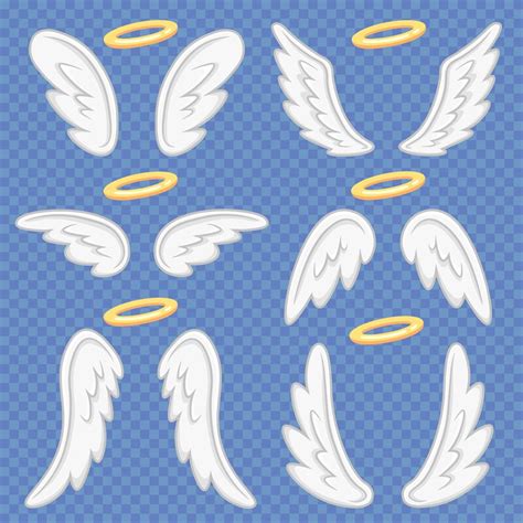 Cartoon Angel Wings Holy Angelic Nimbus And Angels Wing Flying Winge