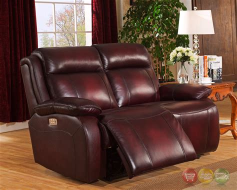 Embellish your home and office with mega furniture's slick collection of genuine leather sofas. Faraday Power Recline 3pc Sofa Set In Deep Red Real ...