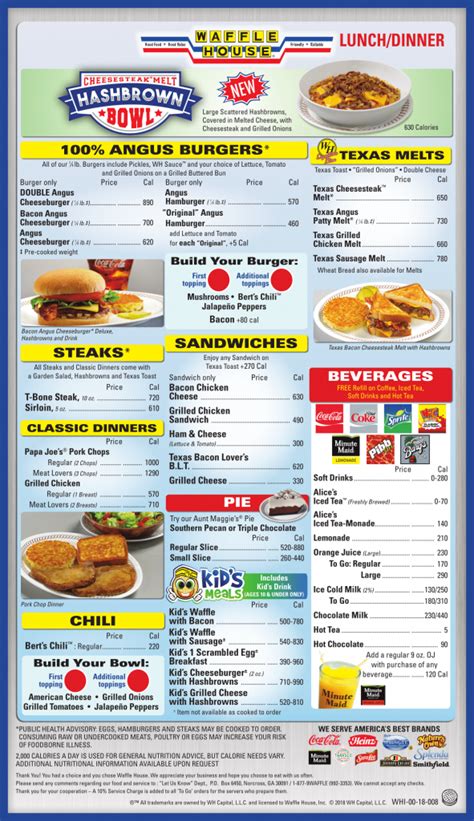 Waffle House Menu Along With Prices And Hours Menu And Prices