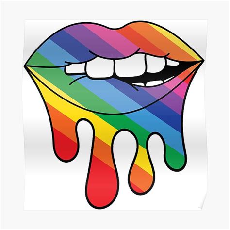 Rainbow Lips Poster By Hannahs Books Redbubble