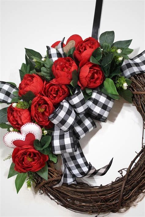 Valentine Wreath Wreaths For Front Door Spring Valentines Etsy Diy