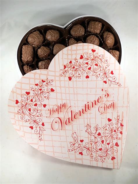 Heart Shaped Box Of Chocolates White W Birds Andersons Candies