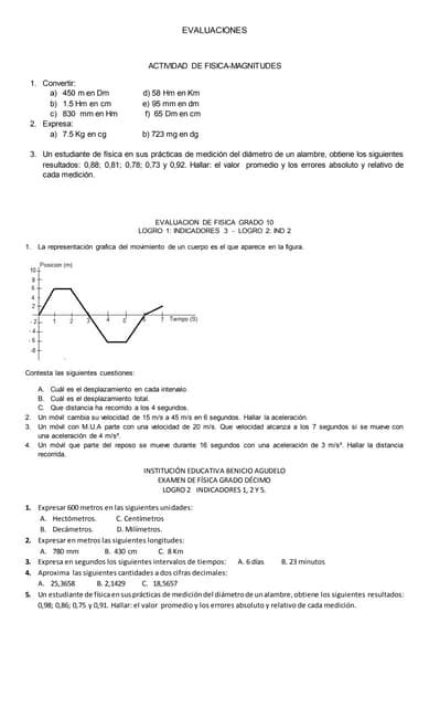 Examen Ciencias2 Fisica 1er Bim Secundaria Pdf