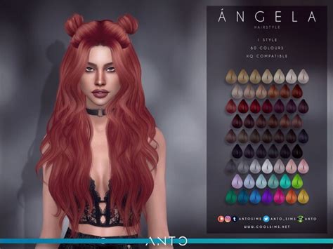 Angela Long Wavy Hair With Buns By Anto At Tsr Sims 4 Updates