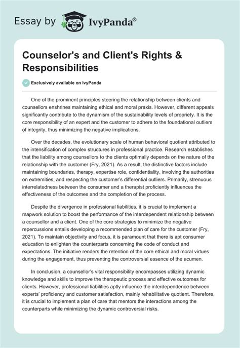 Counselors And Clients Rights And Responsibilities 304 Words Essay